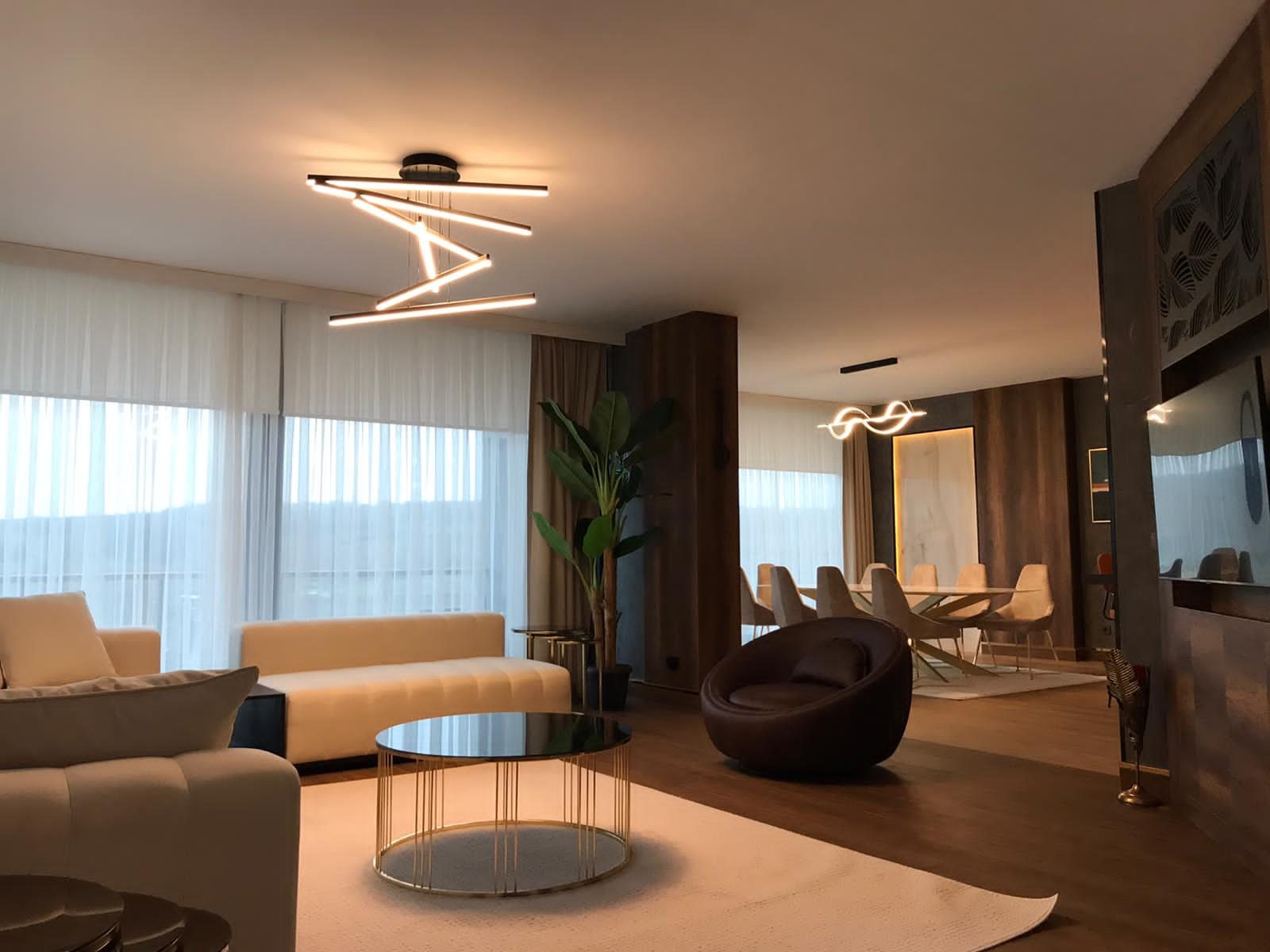 Living room with dining area beyond